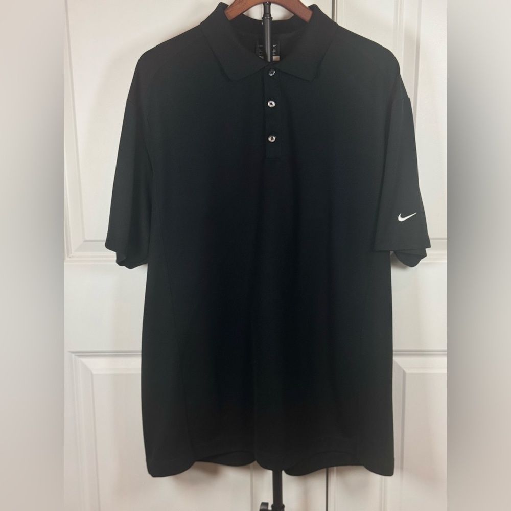 Nike Golf Dri-Fit Polo Shirt Mens XL Black Performance Athletic Golf Tennis